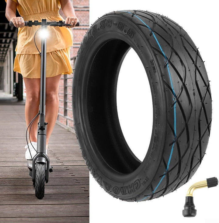 Elektroroller-Reifen, 10 Zoll schwarzer Gummi 10x2.50-6.5 Tubeless Reifen Kit, geeignet für 60/70-6.