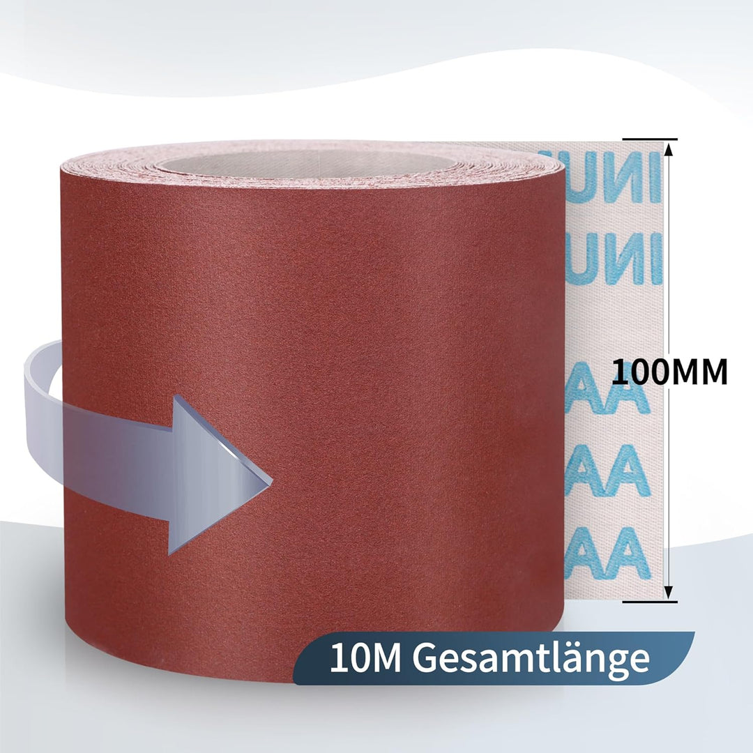 ZEHIQ Schleifpapier Rolle, Schleifpapierrollen Körnung 320, 100 mm x 10 m Schleifleinen Rolle für Ha