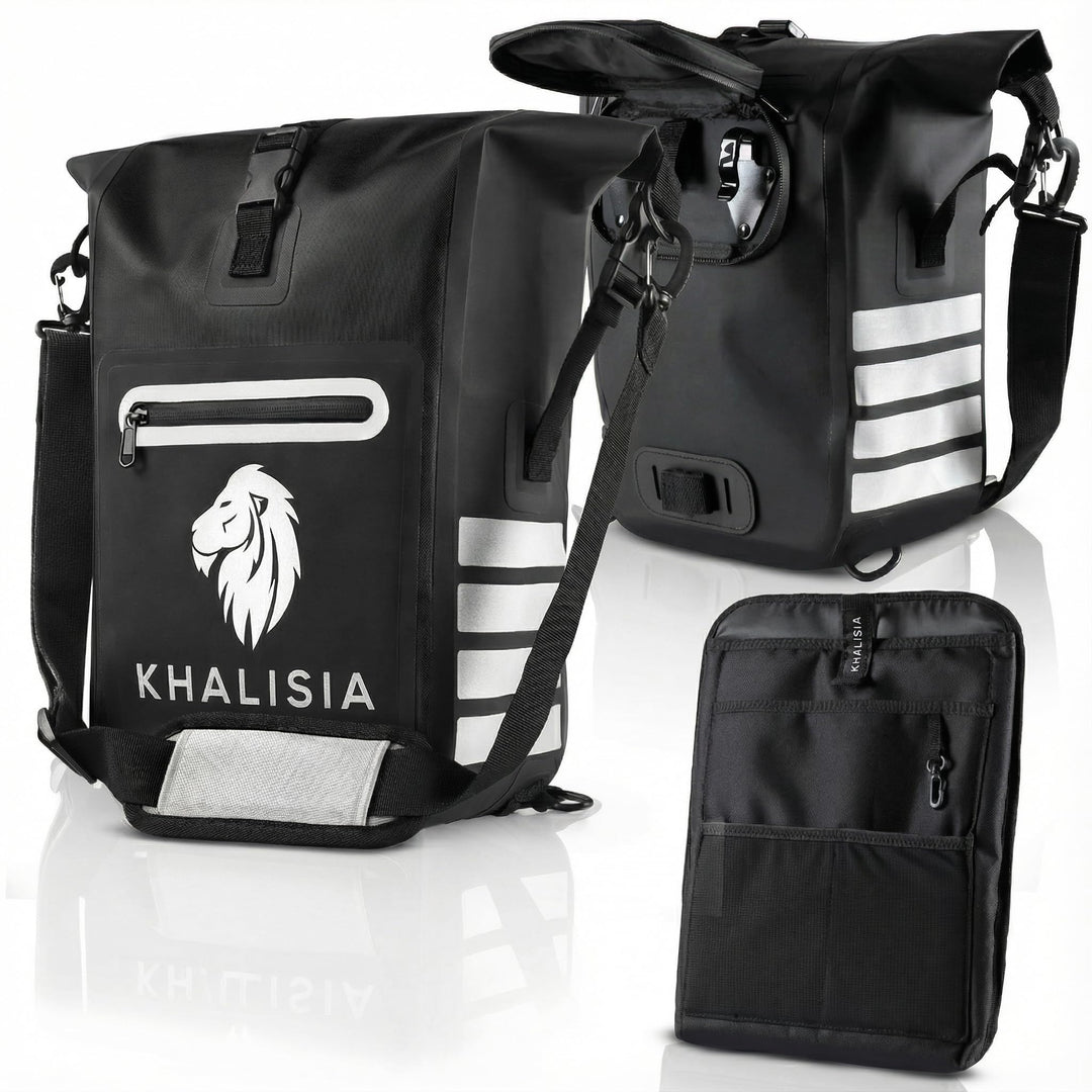 KHALISIA Fahrrad Rucksack Gepäcktasche | wasserdichte Fahrrad-Tasche mit Rucksackfunktion 3 in 1 | i