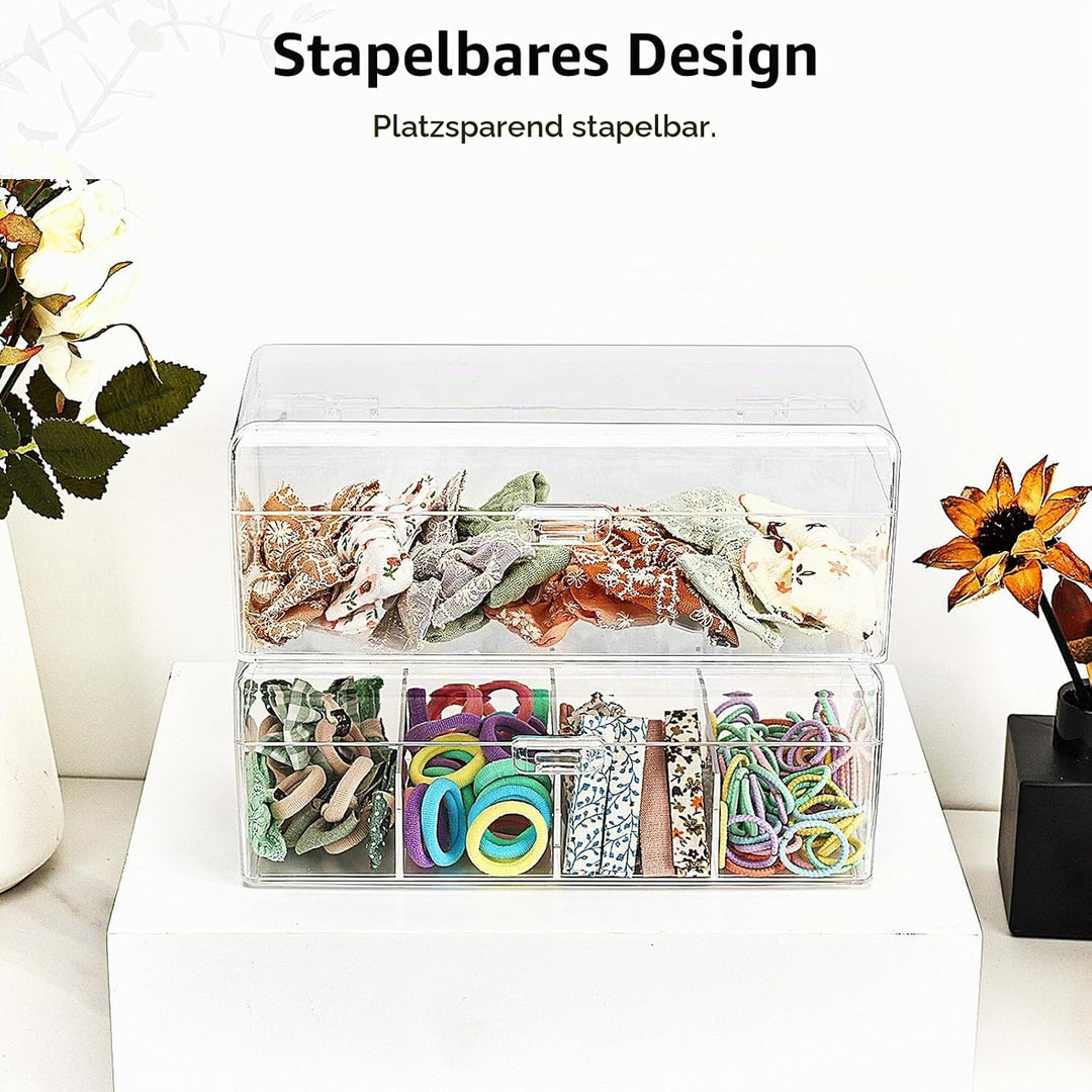 JessLab Haarschmuck Organizer für Mädchen, Acryl-behälter mit Fächern für Haargummis, Spangen und Sc