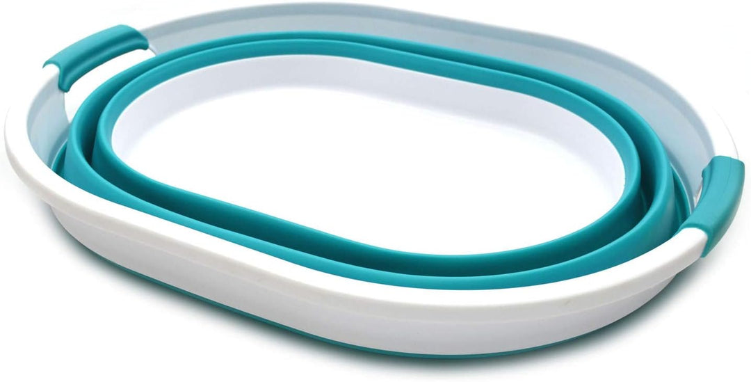 SAMMART 28L Faltbarer Wäschekorb aus Kunststoff - Ovale Wanne/Korb - Faltbarer Aufbewahrungsbehälter