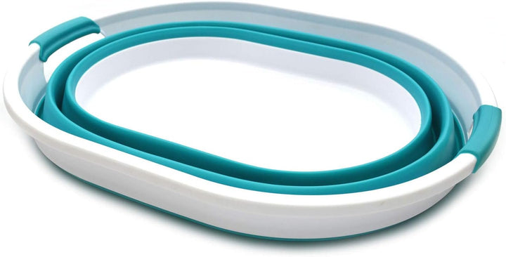 SAMMART 28L Faltbarer Wäschekorb aus Kunststoff - Ovale Wanne/Korb - Faltbarer Aufbewahrungsbehälter