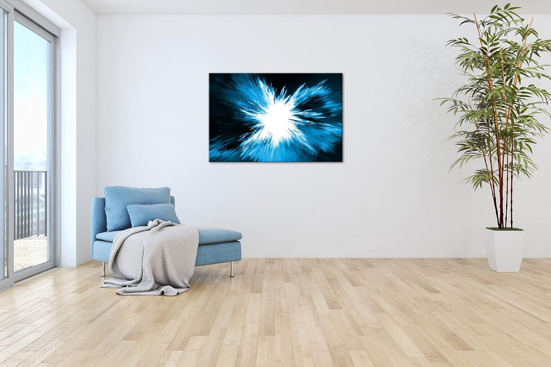 deyoli Farbenfrohe Explosion Format 80x60 Effekt: Monocrome Blau als Leinwandbild, Motiv fertig gera