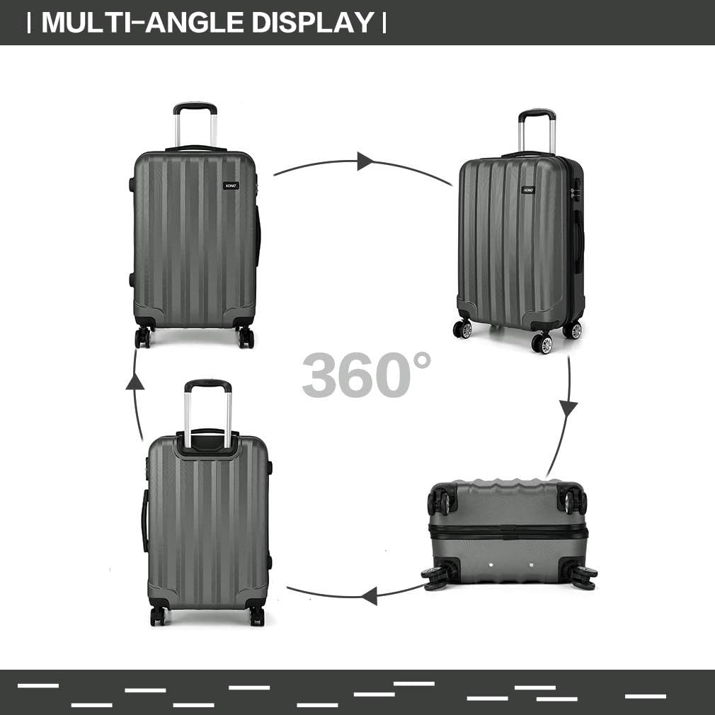 Kono Hartschale Trolley Koffer 4 Rollen Reisekoffer Gepäck (Pink, Set) Grau 3tlg. Kofferset, Grau 3t