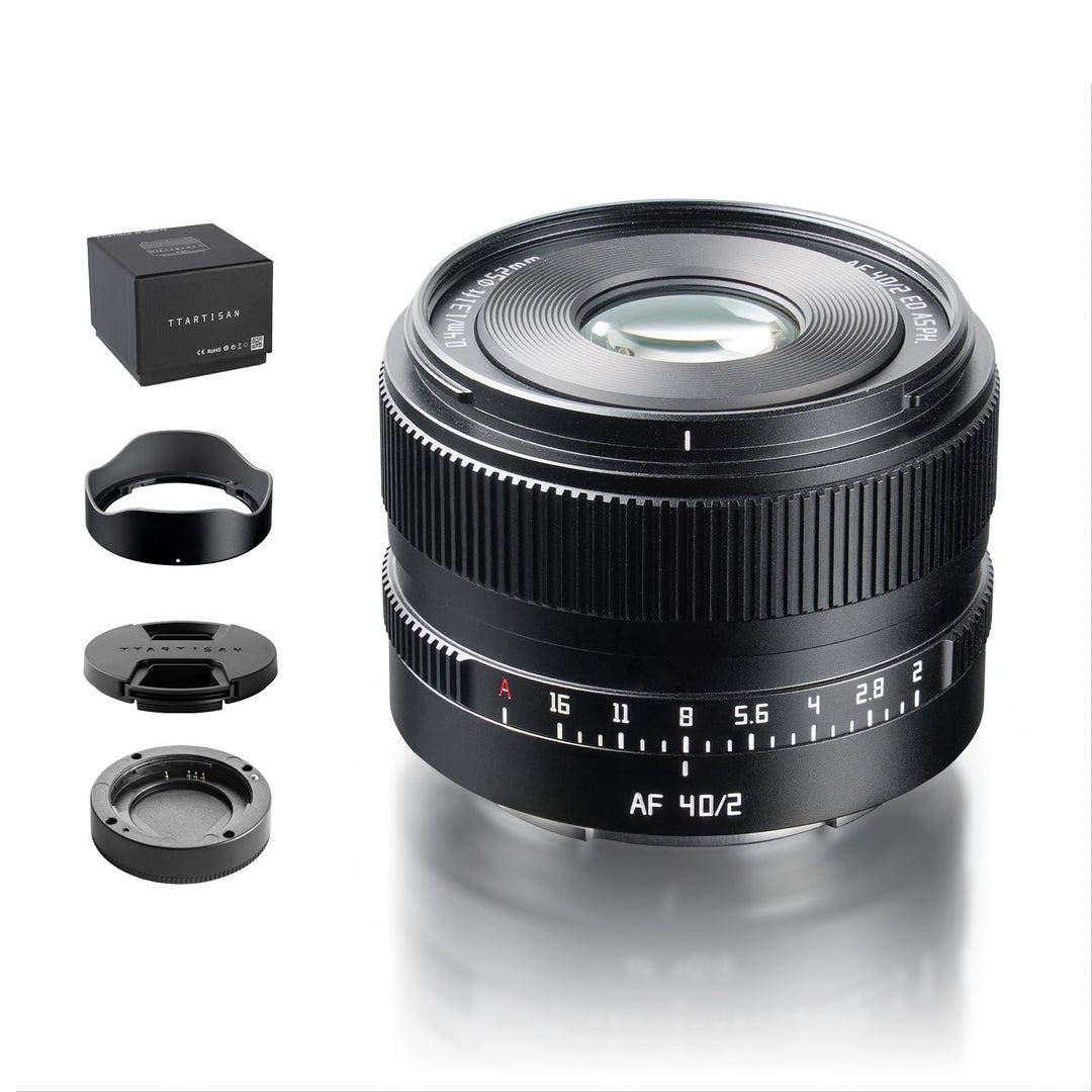 TTARTISAN AF 40 mm f/2 für E-Mount, Vollformat 40 mm f2 Prime Objektive für FE-Mount (E, Schwarz) Sc