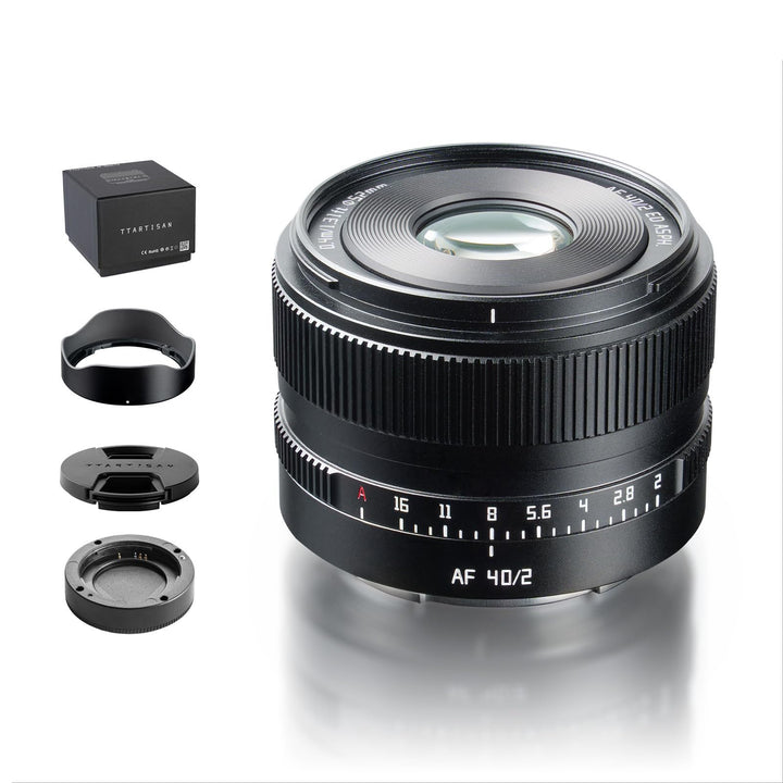 TTARTISAN AF 40 mm f/2 für E-Mount, Vollformat 40 mm f2 Prime Objektive für FE-Mount (E, Schwarz) Sc