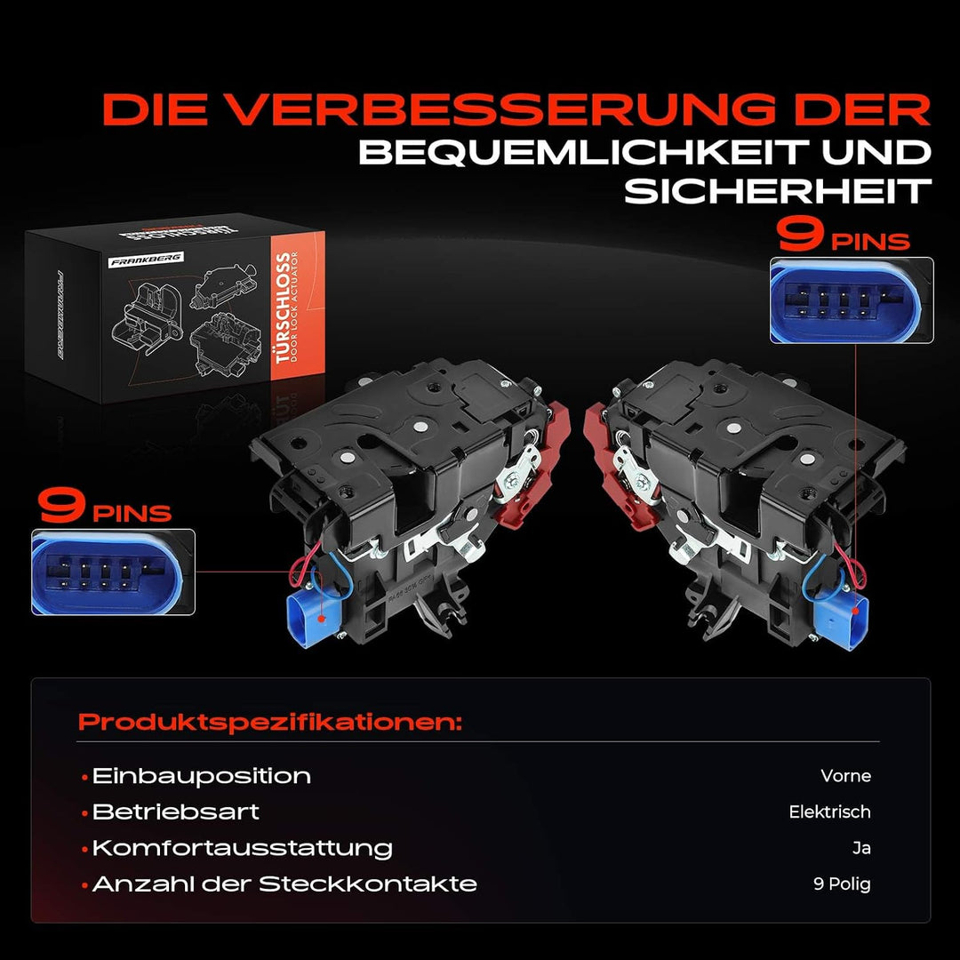 Frankberg 2x Türschloss Stellmotor Vorne Kompatibel mit Altea 2004-2005 Toledo III 2004-2005 Golf 20