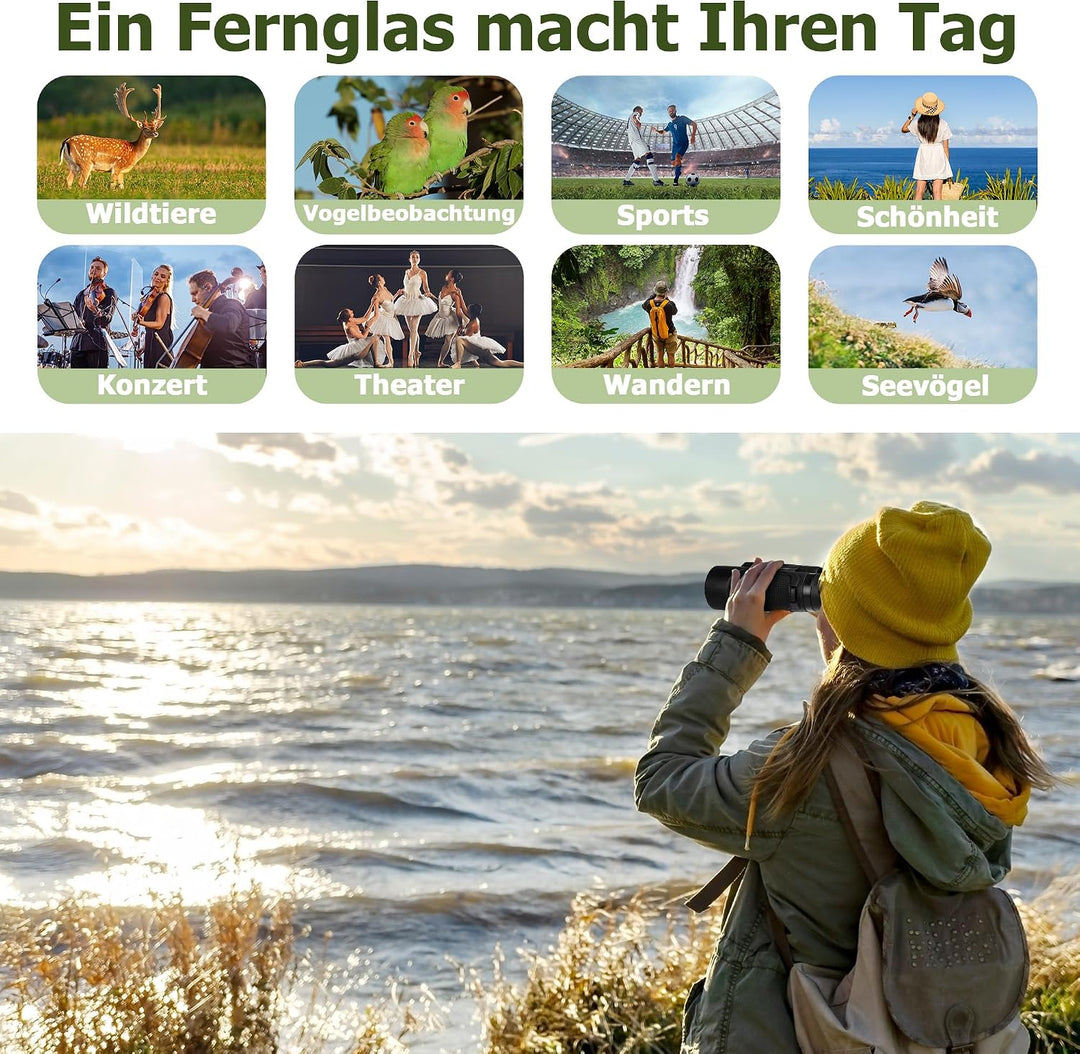 15X50 Fernglas Erwachsene FMC-Linse - Black | BAK4-Prismen,FMC-vergütete Linsen,15X,grosse 50-mm-Oku
