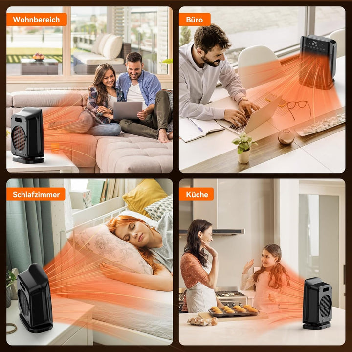 YASHE Heizlüfter, 1800W PTC Keramik-Heizlüfter, Elektrischer Heizung Energieeffizient, 75 ° Oszillat