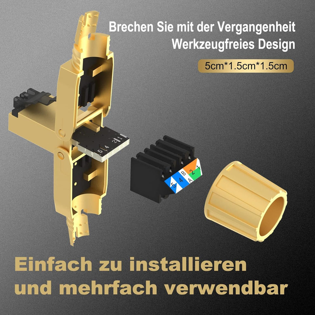 VCELINK RJ45 Stecker Werkzeuglos Cat 7 Cat6a, Netzwerkstecker POE++, Cat 7 Stecker 10 Gbps 600MHz Ge