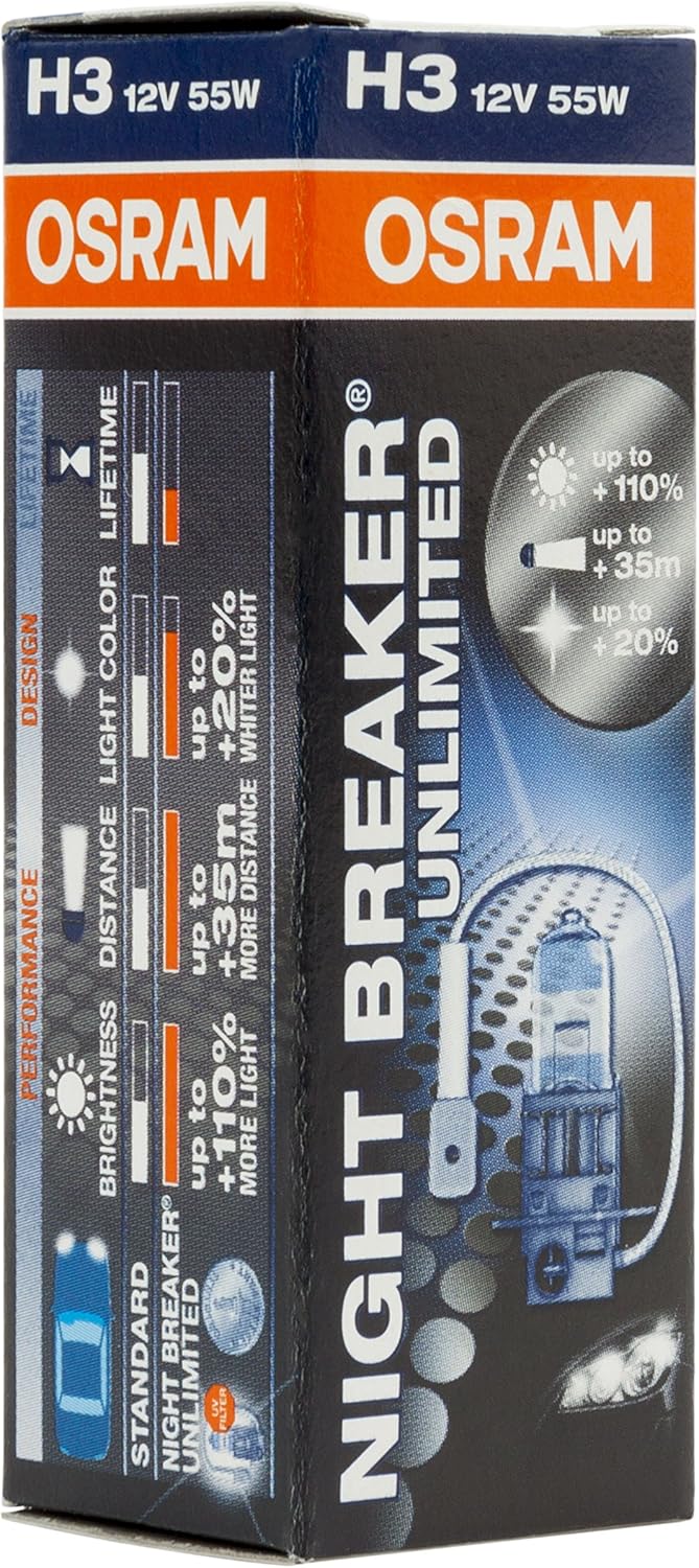 Osram Night Breaker Unlimited Halogen Birne - H3 - 12V/55W - pro Stück