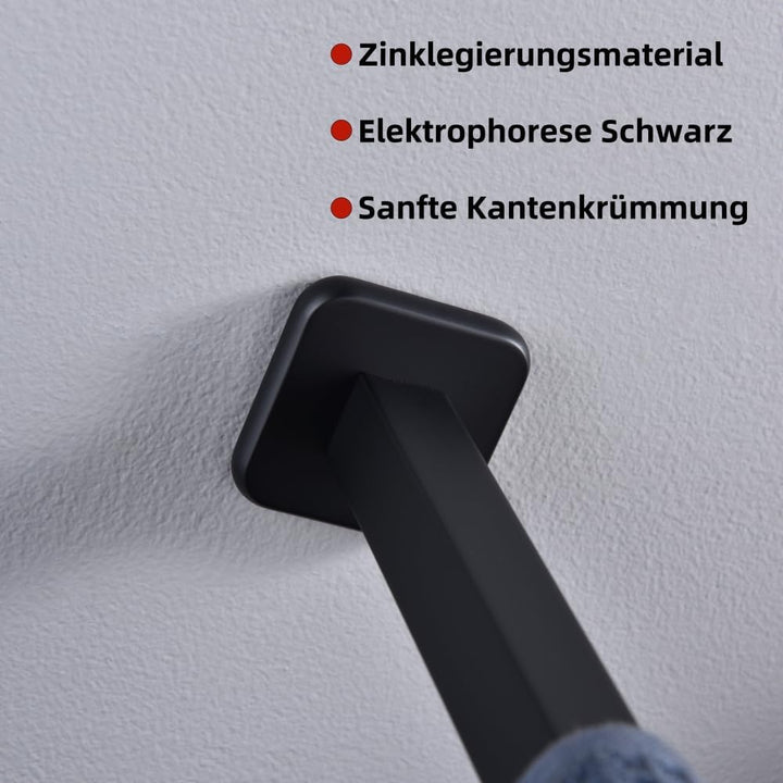 HomeHeng Handtuchhalter Einarmig Bad, Handtuchhalter Mattschwarz 40cm, Handtuchstange Eckig Rostfrei