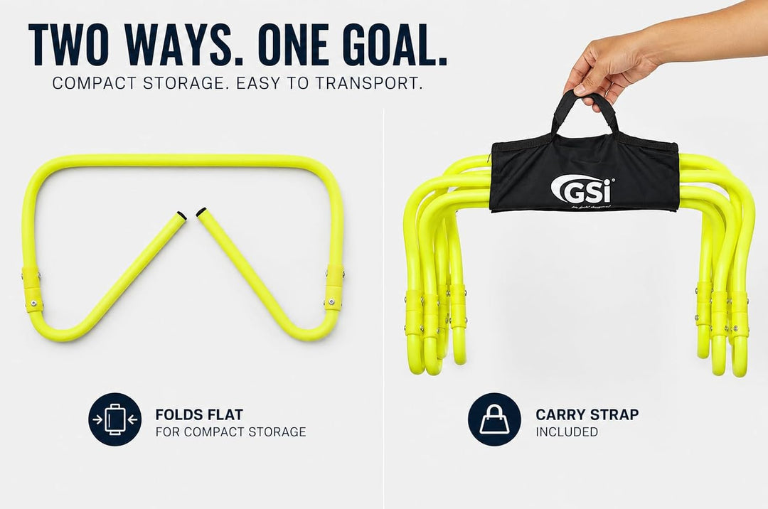 GSI Dual Height Agility Hürden Pack of 6 – Adjustable 6" & 12" Training Hürden für Sports, Fitness u
