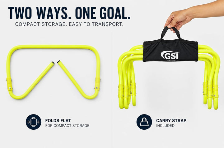 GSI Dual Height Agility Hürden Pack of 6 – Adjustable 6" & 12" Training Hürden für Sports, Fitness u