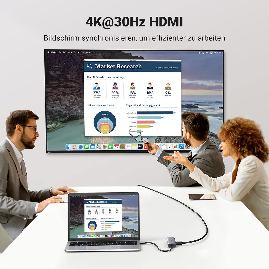 UGREEN USB C Hub 7 in 1 Docking Station mit 4K 30Hz HDMI, PD100W, 5Gbps USB 3.0 Anschlüssen, SD/TF K