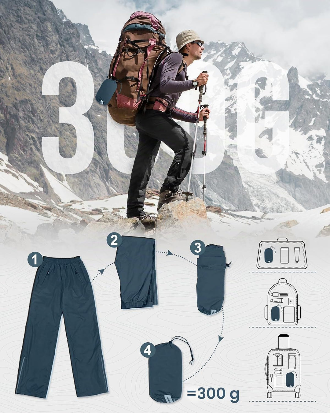 Outdoor Ventures Herren Regenhose Fahrrad Wasserdicht Atmungsaktiv Überziehhose Winddicht Outdoorhos