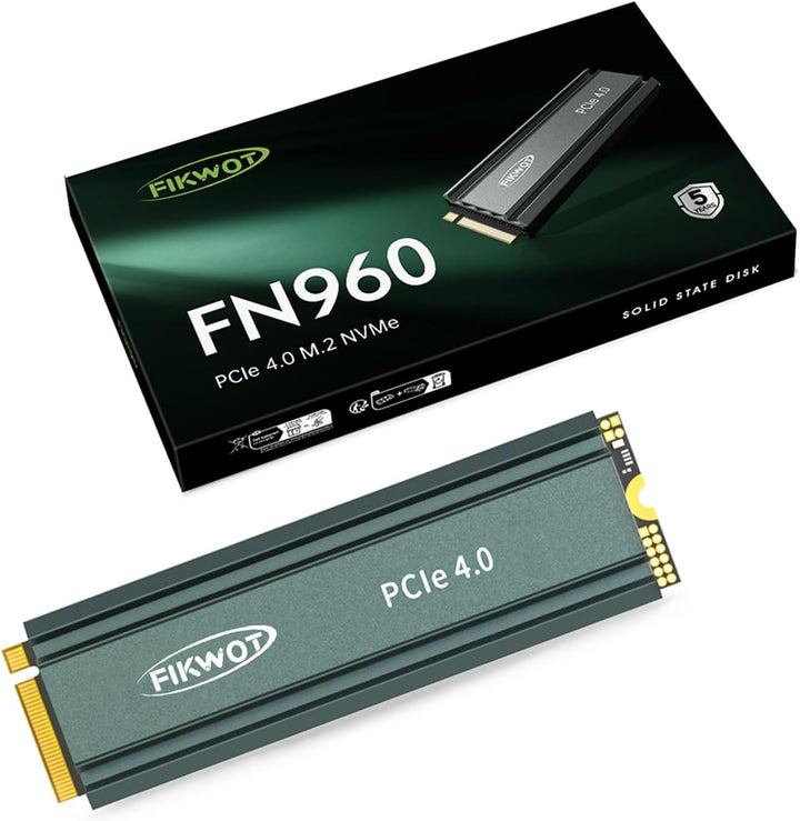 Fikwot FN960 2TB M.2 2280 PCIe Gen4 x4 NVMe 1.4 Internes Solid State Drive mit Kühlkörper – Bis zu 5