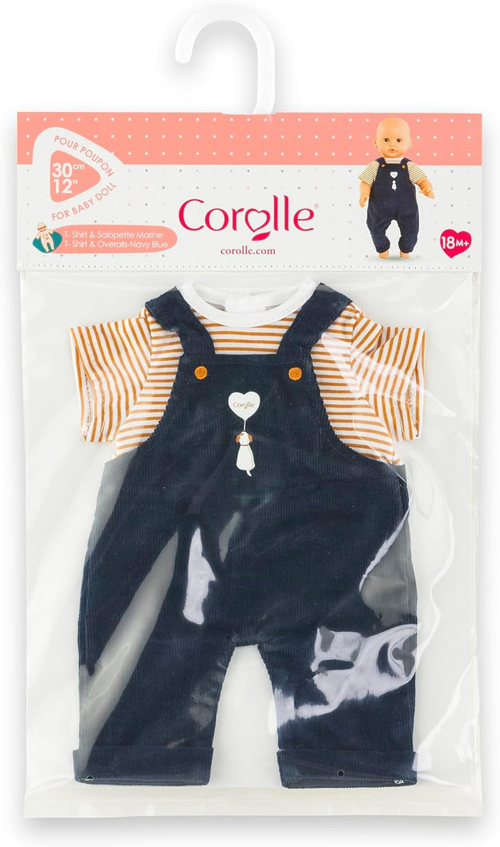 Corolle T-Shirt und Latzhose, Marineblau, Kleidung, für Puppen, 30 cm, ab 18 Monaten, 9000111190