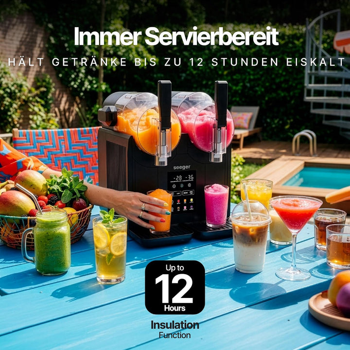 Seeger SuperSlush Twin, 4 Liter, Doppel Slush Maschine für zu Hause | 7 Smarten Programma, Automatis