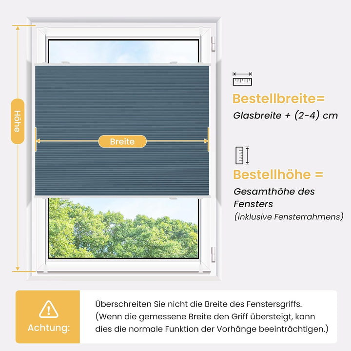BelleMax Plissee Verdunklung Klemmfix Wabenplissee ohne Bohren Blau-Weiss 80x110cm(BxH), Thermo Verd