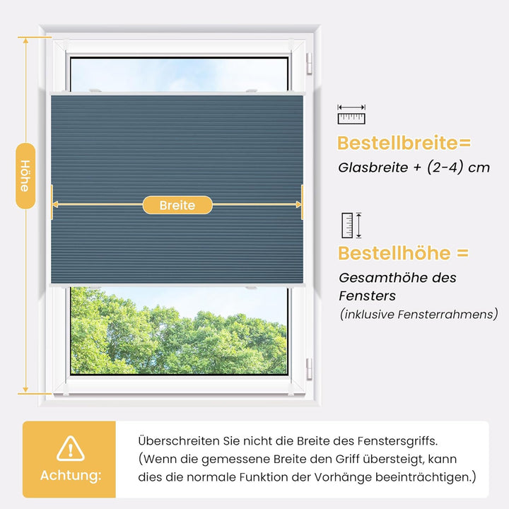 BelleMax Plissee Verdunklung Klemmfix Wabenplissee ohne Bohren Blau-Weiss 40x110cm(BxH), Thermo Verd
