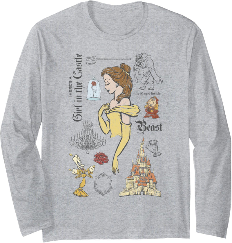 Disney Beauty And The Beast Belle And Friends Sketch Langarmshirt