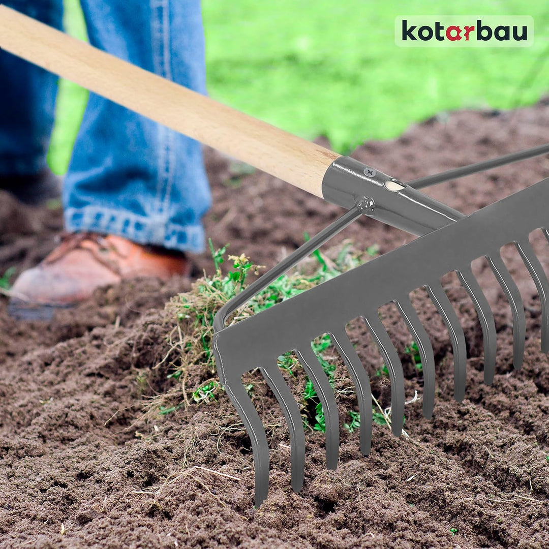 KOTARBAU® Laubrechen - 46 cm - Metall Rechen für Gras &amp; Laub - ohne Holzstiel - Gartenrechen - Rasen