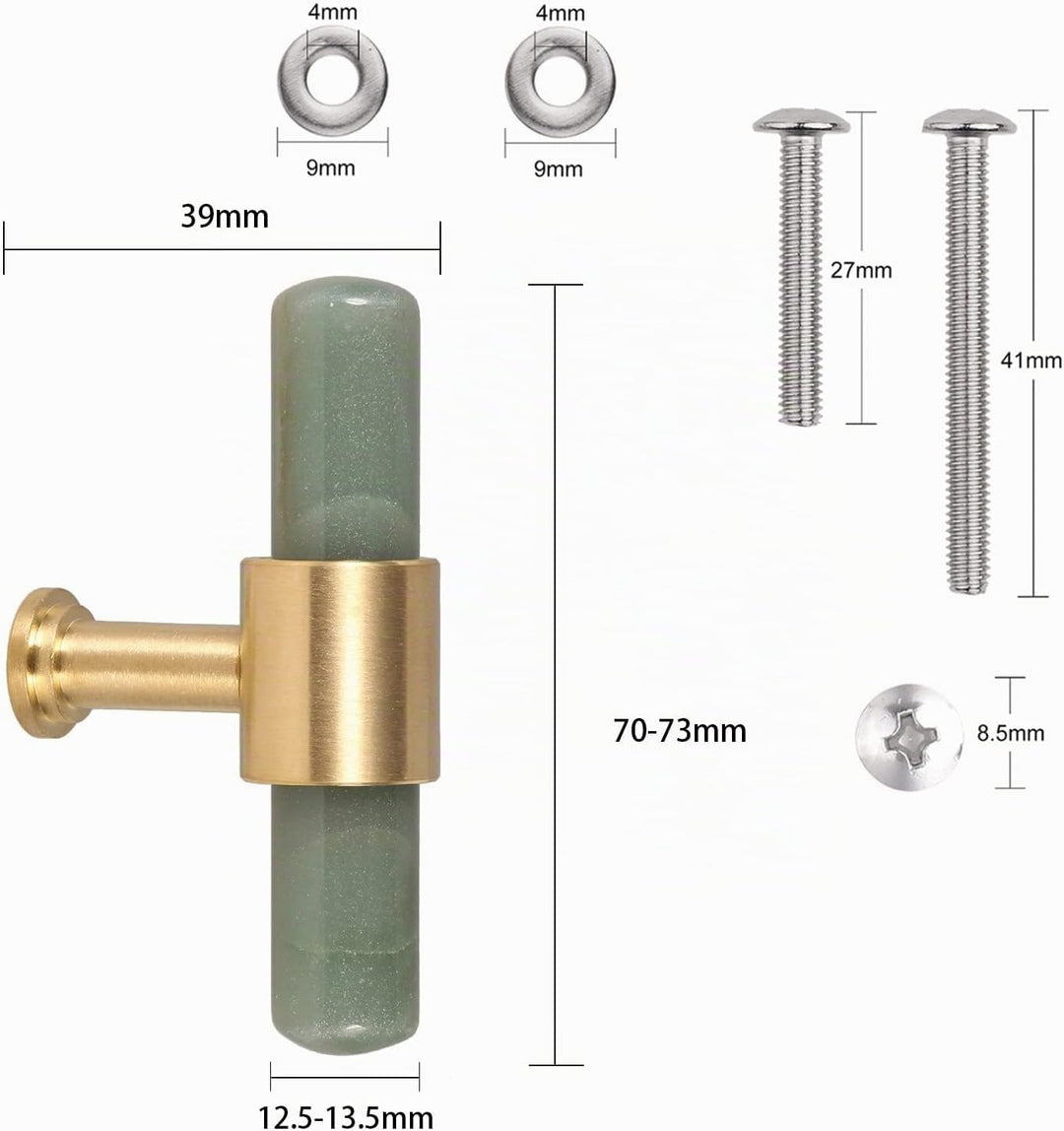 mookaitedecor Satz von 2 T-Bar Kristall Schublade zieht Griffe mit Schrauben, gebürstetem Messing St