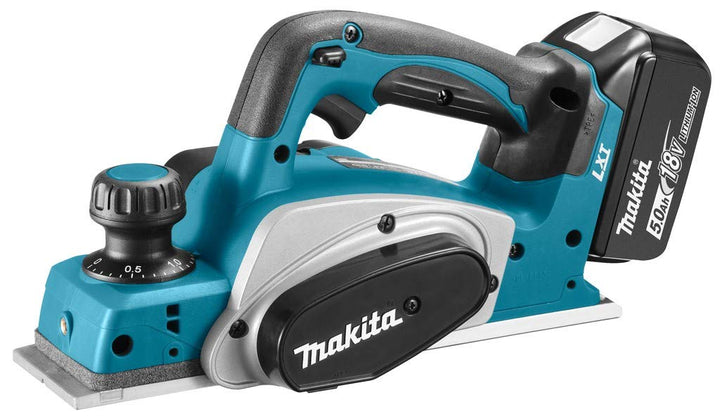Makita Akku-Hobel 82 mm, (18 V), DKP180RTJ mit 2x Akku 5,0 Ah Ladegerät im MAKPAC, mit 2x Akku 5,0 A