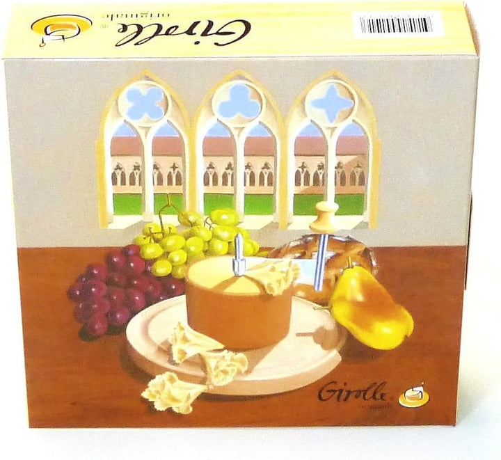 Girolle Original Swiss Made Set Käsehobel aus Ahornholz mit Halber Laib Tete de Moine Käse Mönchskop