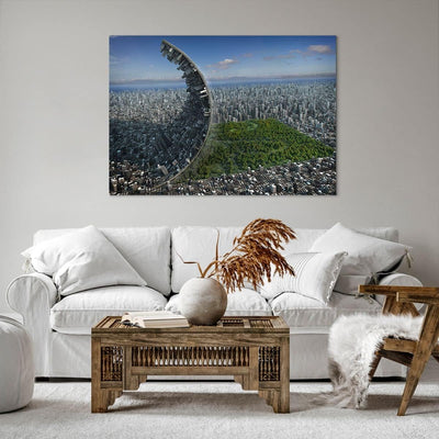 Bilder auf Leinwand 100x70cm Leinwandbild Baum Park Abstraktion Stadt Gross Wanddeko Bild Schlafzimm