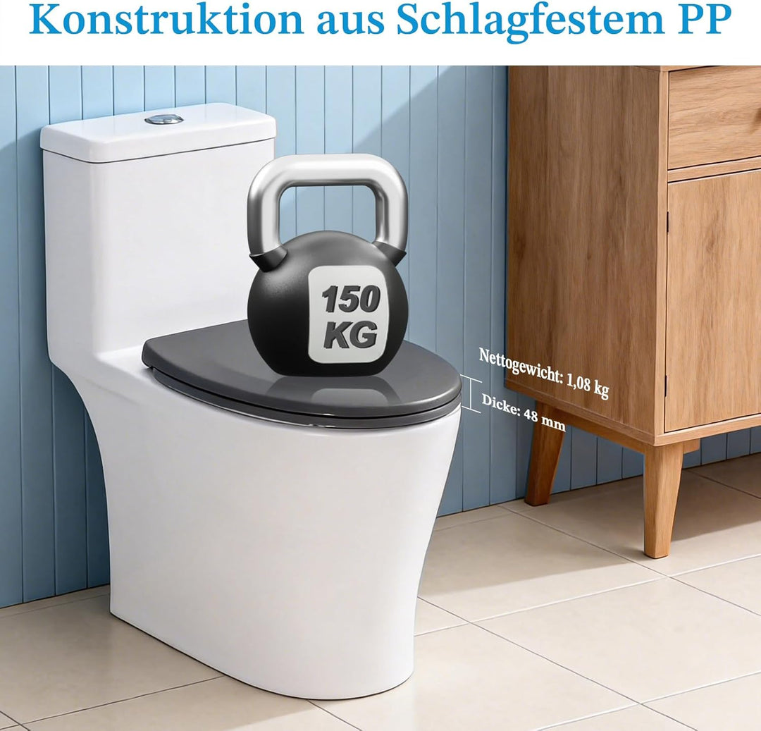Toilettendeckel mit Absenkautomatik, WC Sitz mit Absenkautomatik Antibakteriell & UV-beständig O For