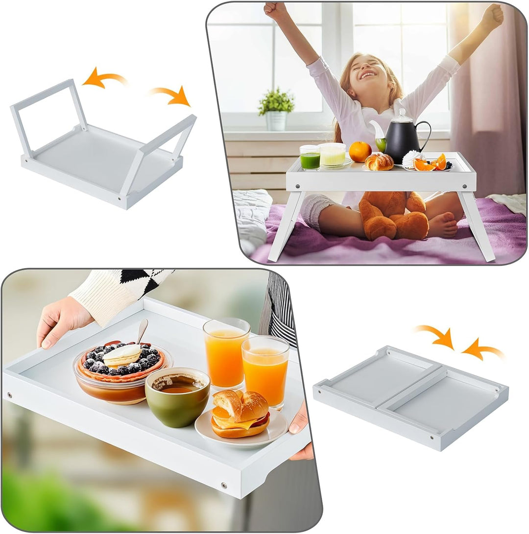 Betttablett mit klappbarem Bein, Bambus-Tablett zum Essen, Frühstücksbett-Tablett für Küche, Servier