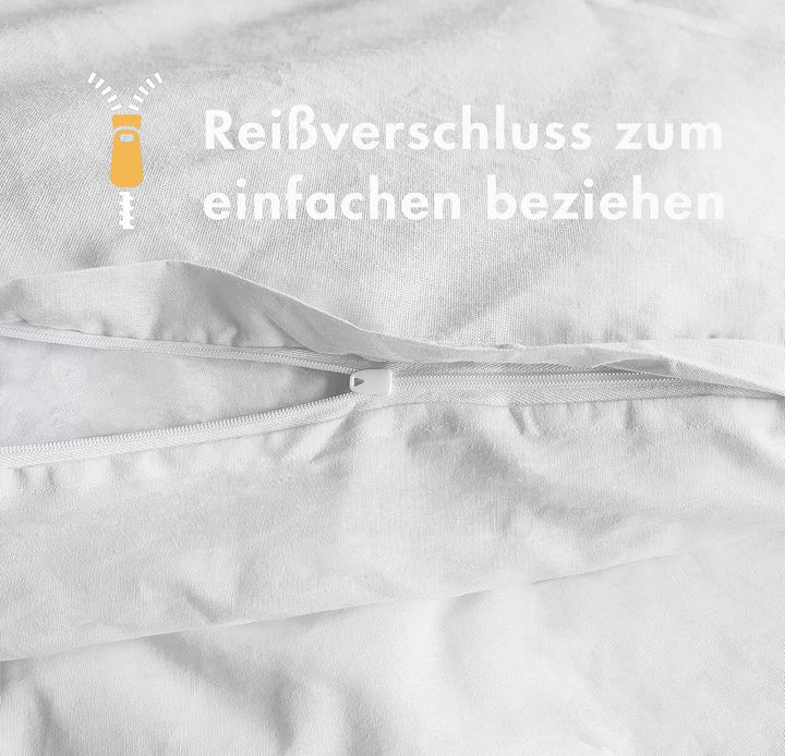Sleeptime 100% Baumwolle Bettwäsche 135cm x 200cm 4teilig Weiss - weich & bügelfrei Bettbezüge mit R
