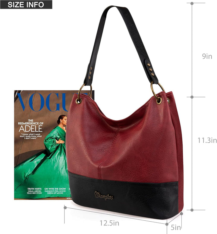 Wrangler Hobo-Taschen für Damen, veganes Leder, Griff oben, Schultertaschen und Handtaschen Rot, Rot