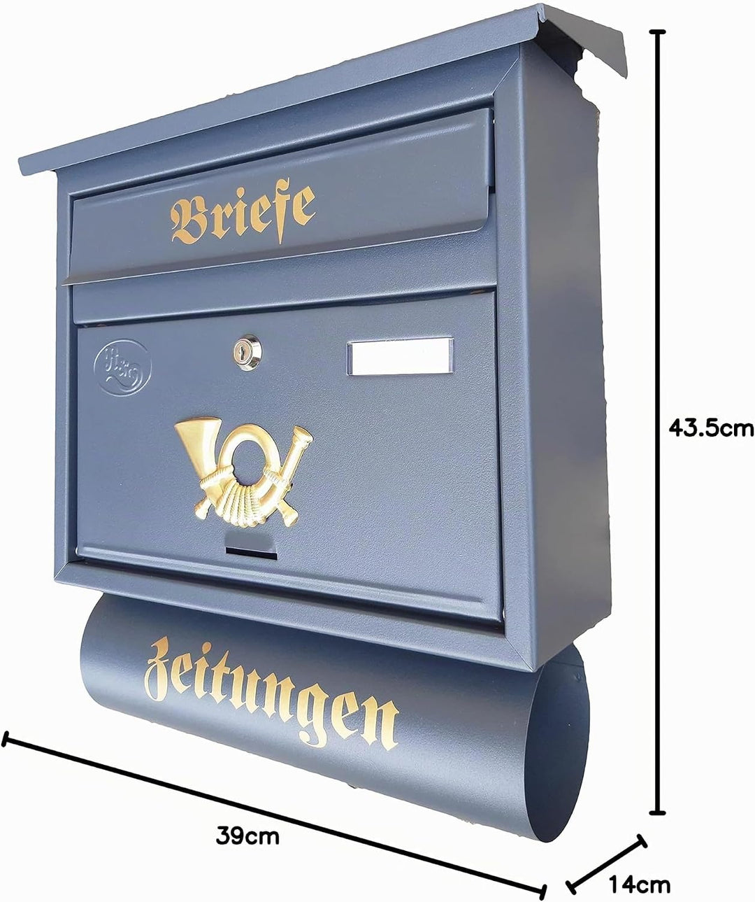 Grosser Briefkasten/Postkasten XXL mit Abnehmbarer Zeitungsrolle Flachdach Katalogeinwurf Zeitungsfa