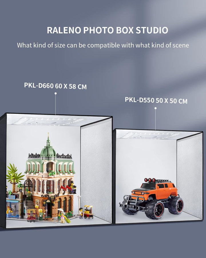 RALENO® Fotostudio Set 63 x 57 x 57 cm professionelle superhelle Fotobox mit 65 W / 5500 K / 92 CRI