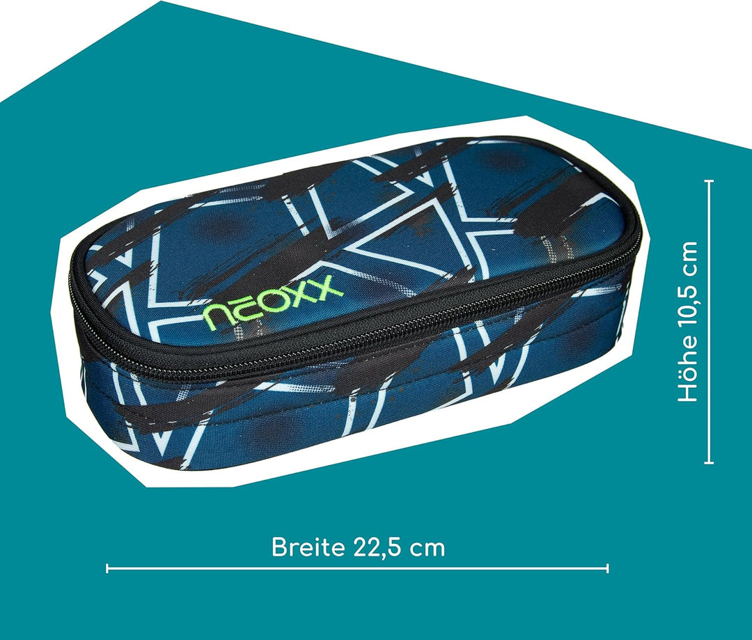 neoxx - Jump Schlamperbox - Recycelte PET-Flaschen, Hauptfach mit Reissverschluss, 10 Stifteschlaufe