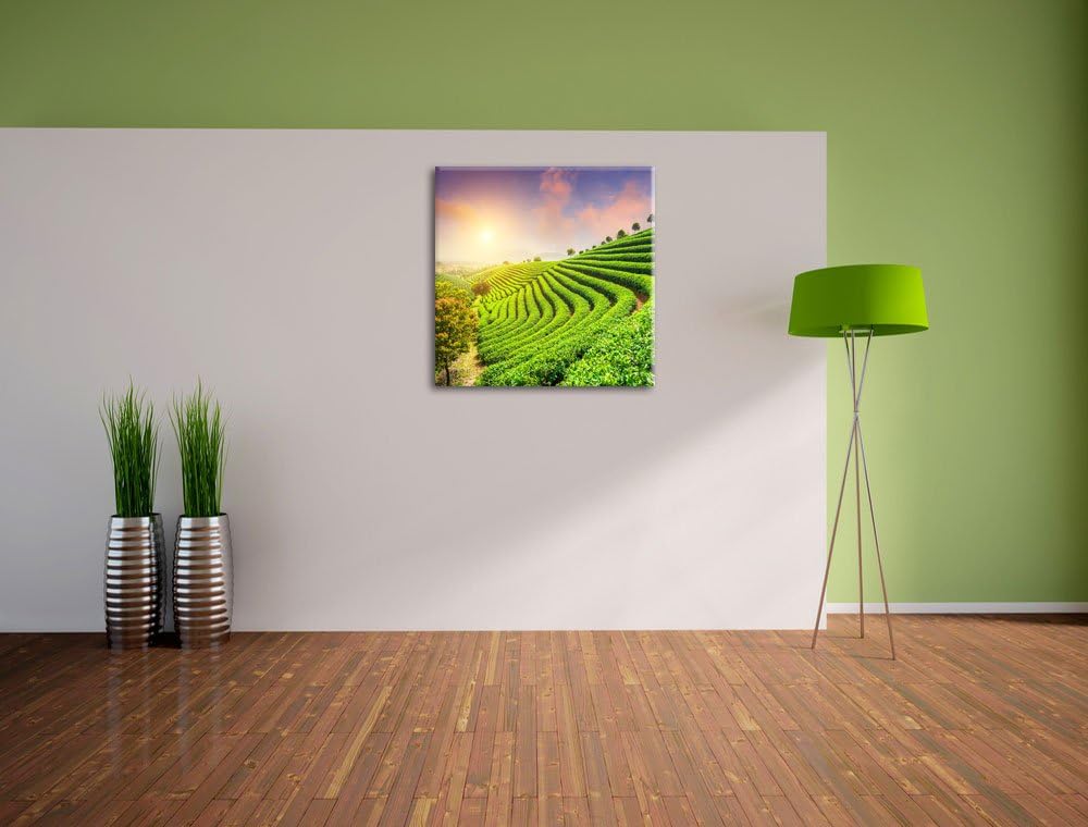 Japanische Treppenfelder, Format: 70x70 auf Leinwand, XXL riesige Bilder fertig gerahmt mit Keilrahm