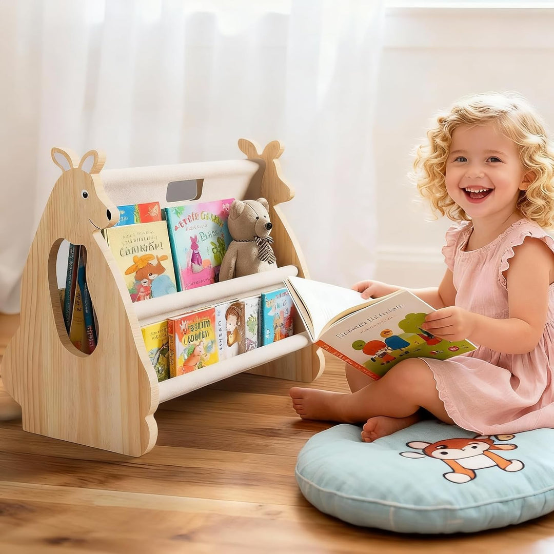 CAIEJSAEN Kinder Bücherregal aus Holz Montessori Regal für Kinderzimmer Möbel Buch-Organizer für Kin