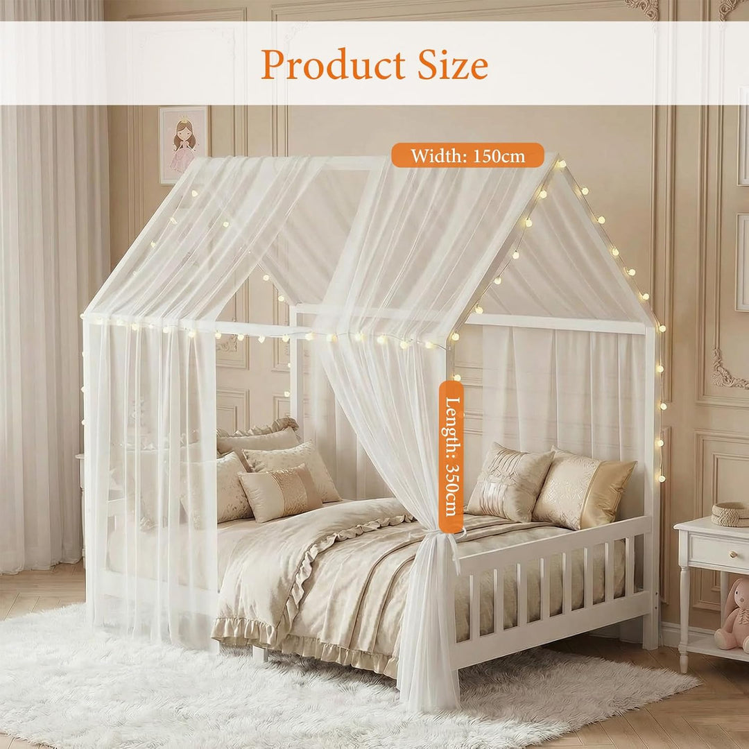 2 Stück Hausbett Himmel Set, Betthimmel für Hausbett Deko, Bett Vorhang für Mädchen und Jungen im Ki