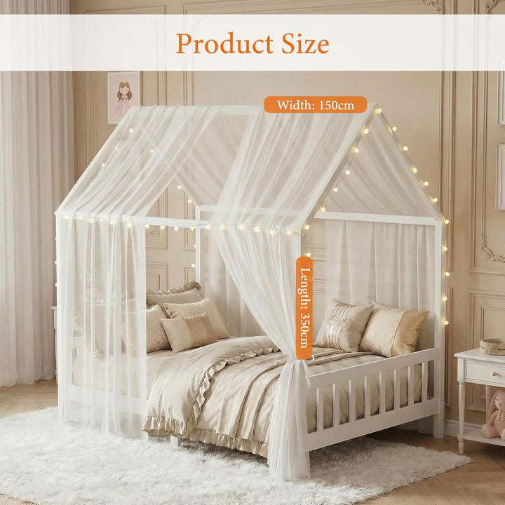 2 Stück Hausbett Himmel Set, Betthimmel für Hausbett Deko, Bett Vorhang für Mädchen und Jungen im Ki