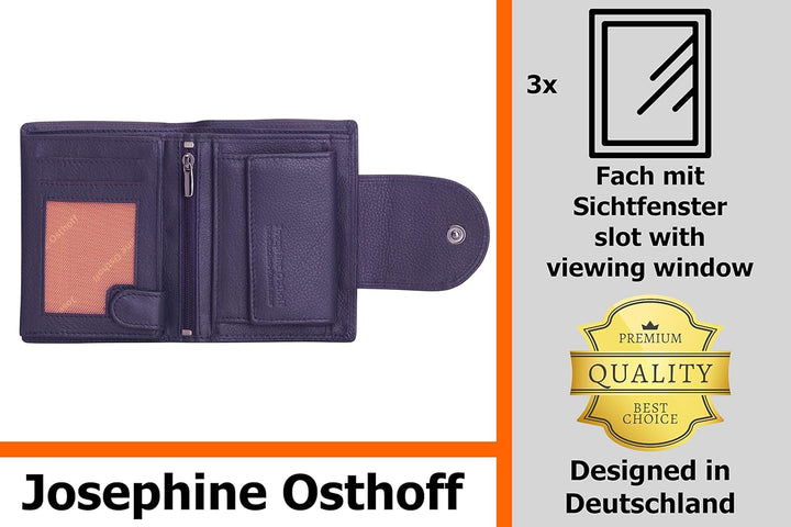 Josephine Osthoff Geldbörse Damen Wiener Schachtel, Platz für 11 Karten, Minibrieftasche mit Münzfac