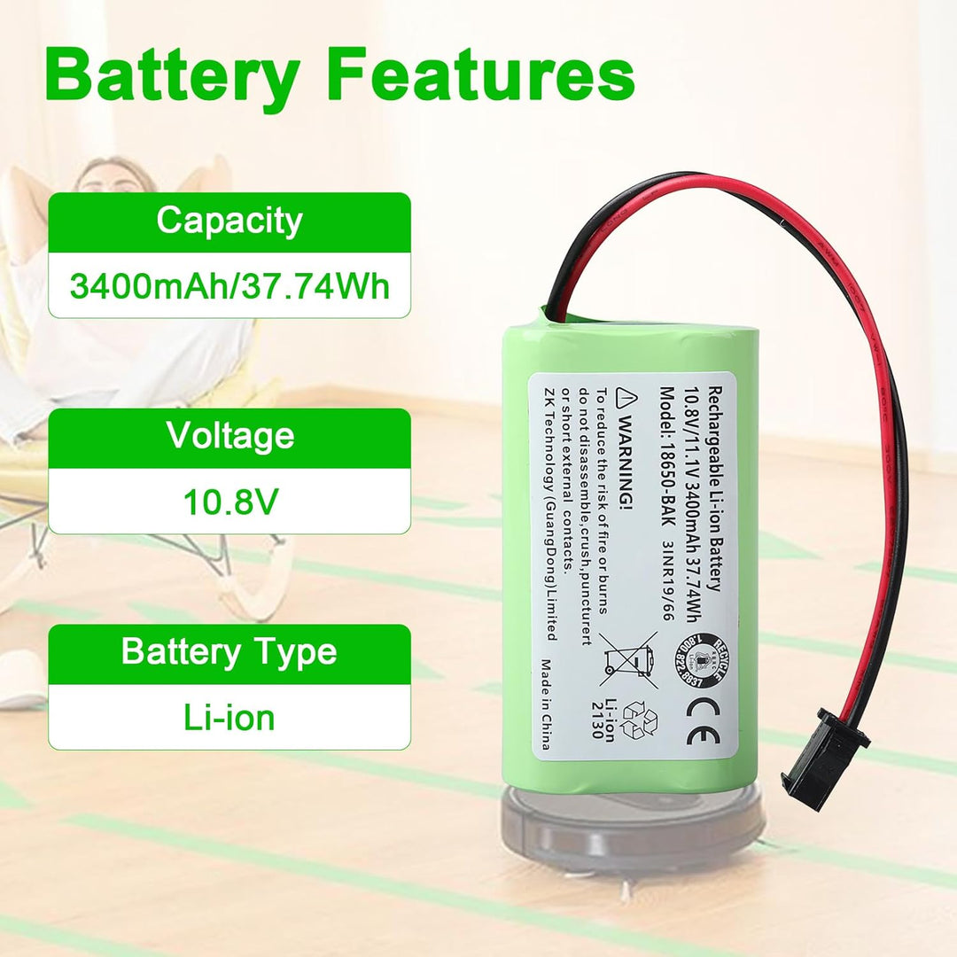 3400mAh Akku Kompatibel mit Vactidy T6 T7 T8 Vactidy LS001-02, Lefant M501, Ecovac CEN330 CEN331, Ce
