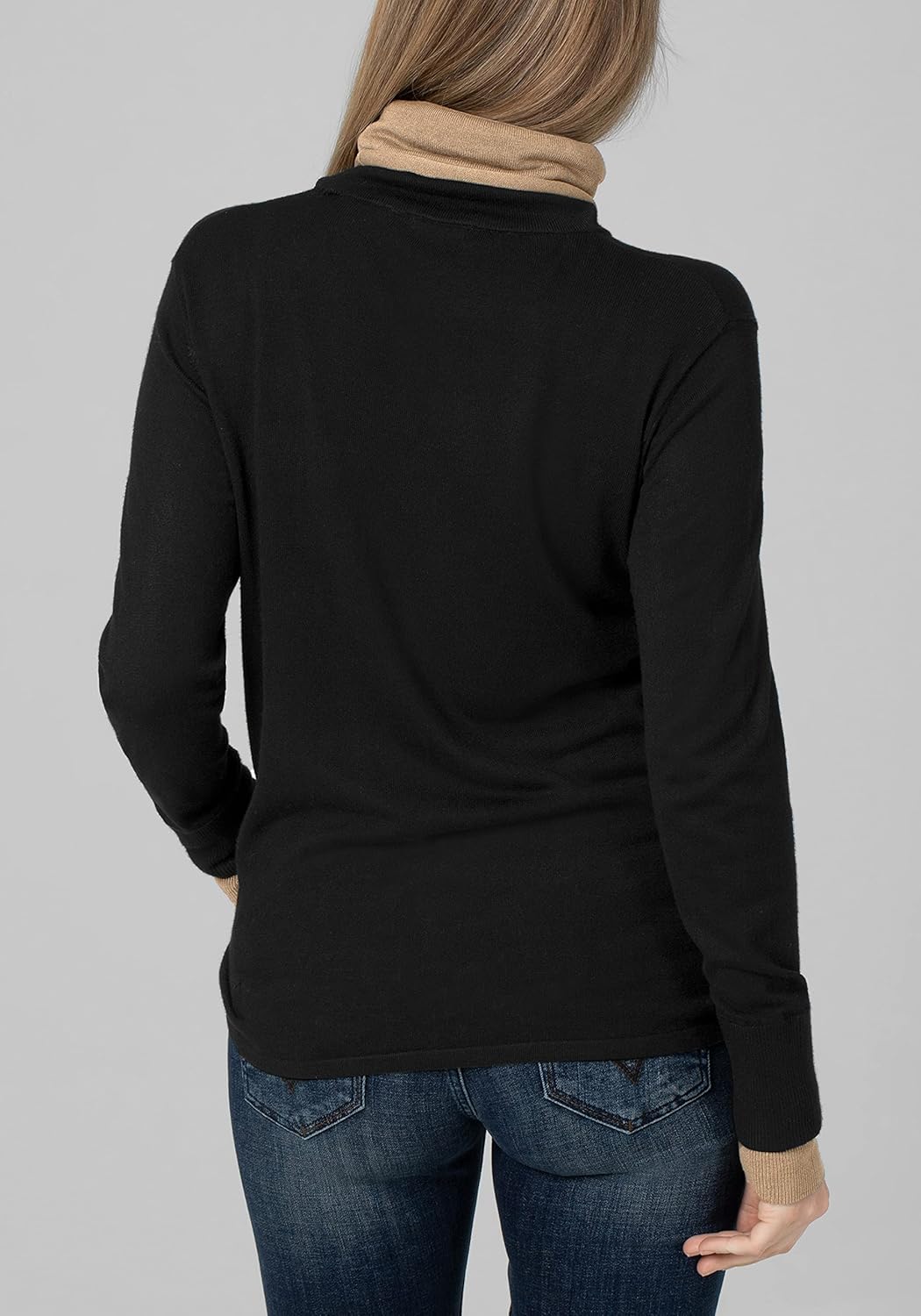 Timezone Damen Double Layer Turtleneck Pullover L Schwarz, L Schwarz