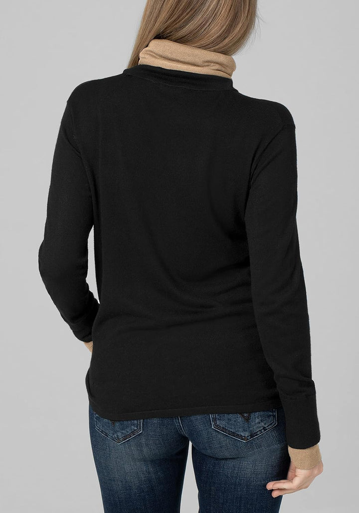 Timezone Damen Double Layer Turtleneck Pullover L Schwarz, L Schwarz
