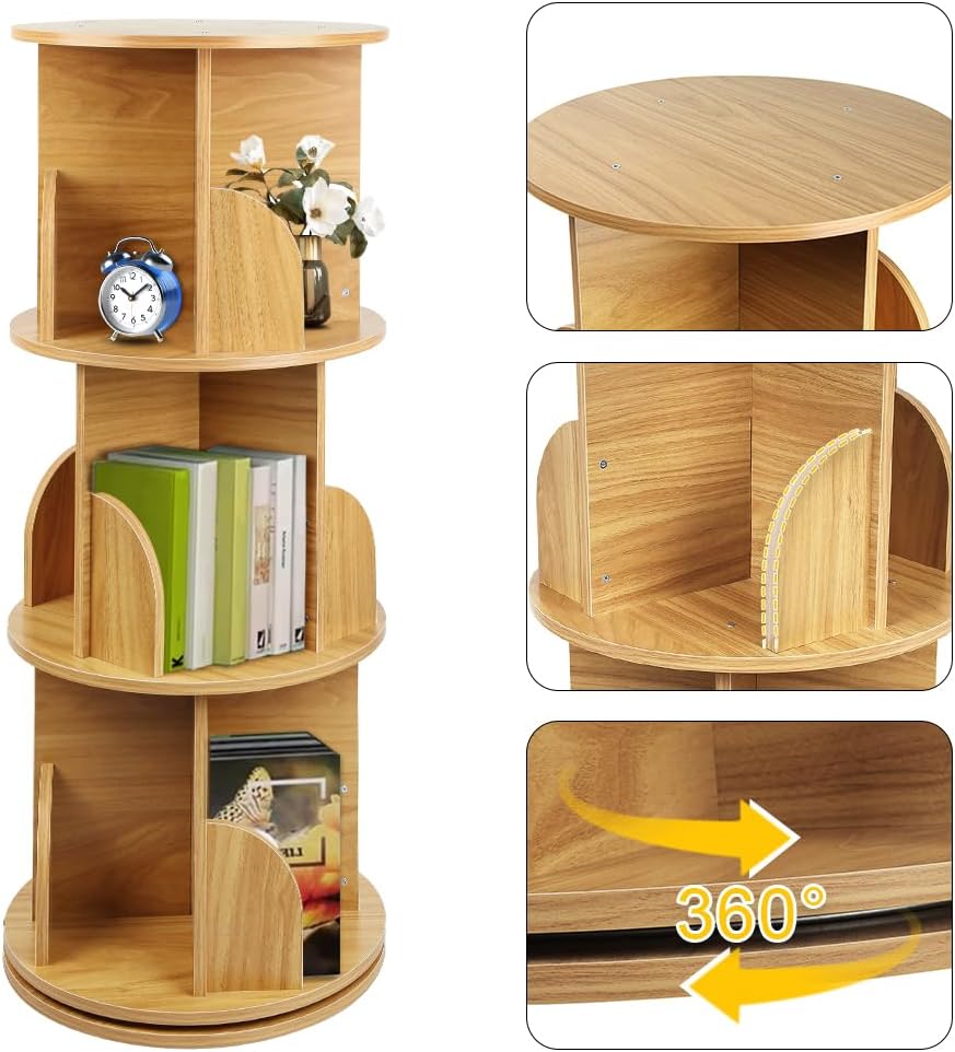 Bücherregal für Kinder, drehbares Regal mit 3 Ebenen für Bücher und Spielzeug, Bücherregal für Kinde