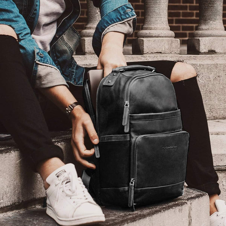 The Chesterfield Brand Austin - Rucksack 14" 39 cm Schwarz, Schwarz