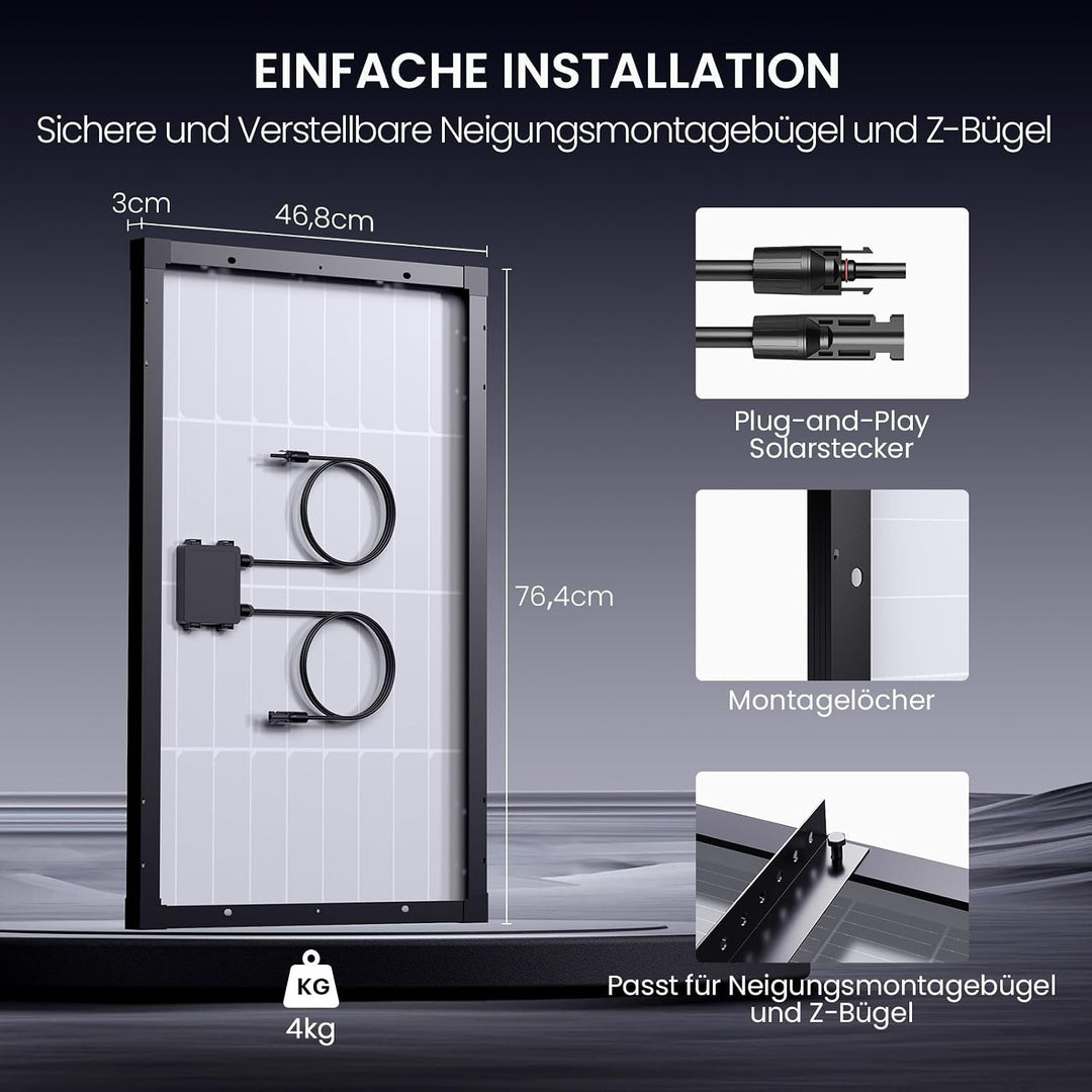N-Type 16BB 55W Monokristalline Solarmodule, Callsun 55W Solarpanel, PV-Module,3.2mm Glas,Ideal für