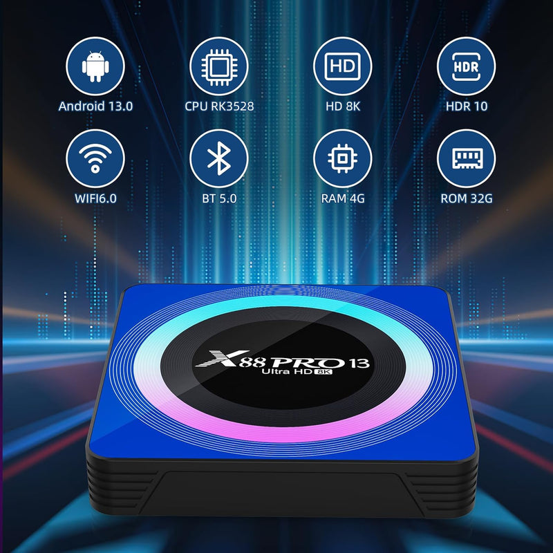 Android 12.0 TV Box,X12 4GB RAM 32GB ROM RK3318 Quad-Core 64bit Cortex-A53 Support 2.4/5.0GHz dual-B